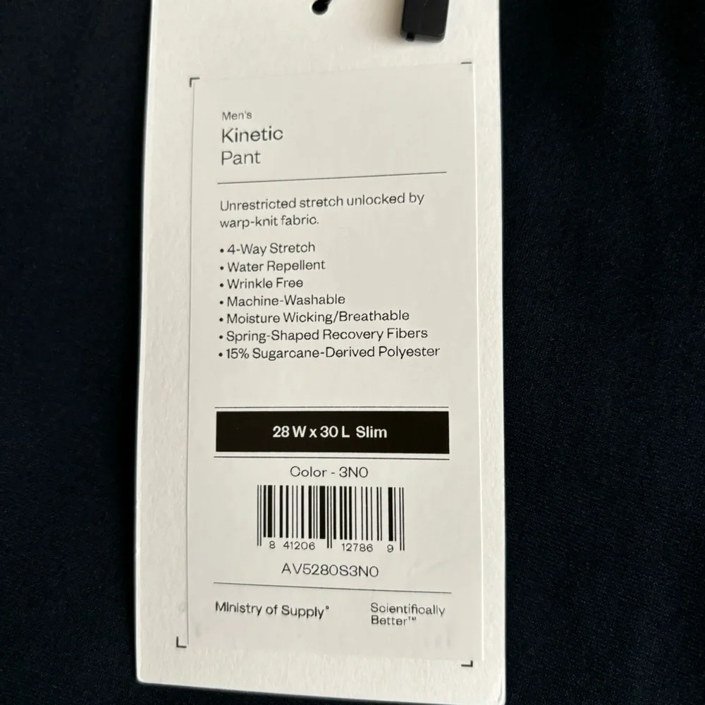 Ministry of Supply Kinetic Pant Navy 28x30 Slim Fit New Wrinkle Free